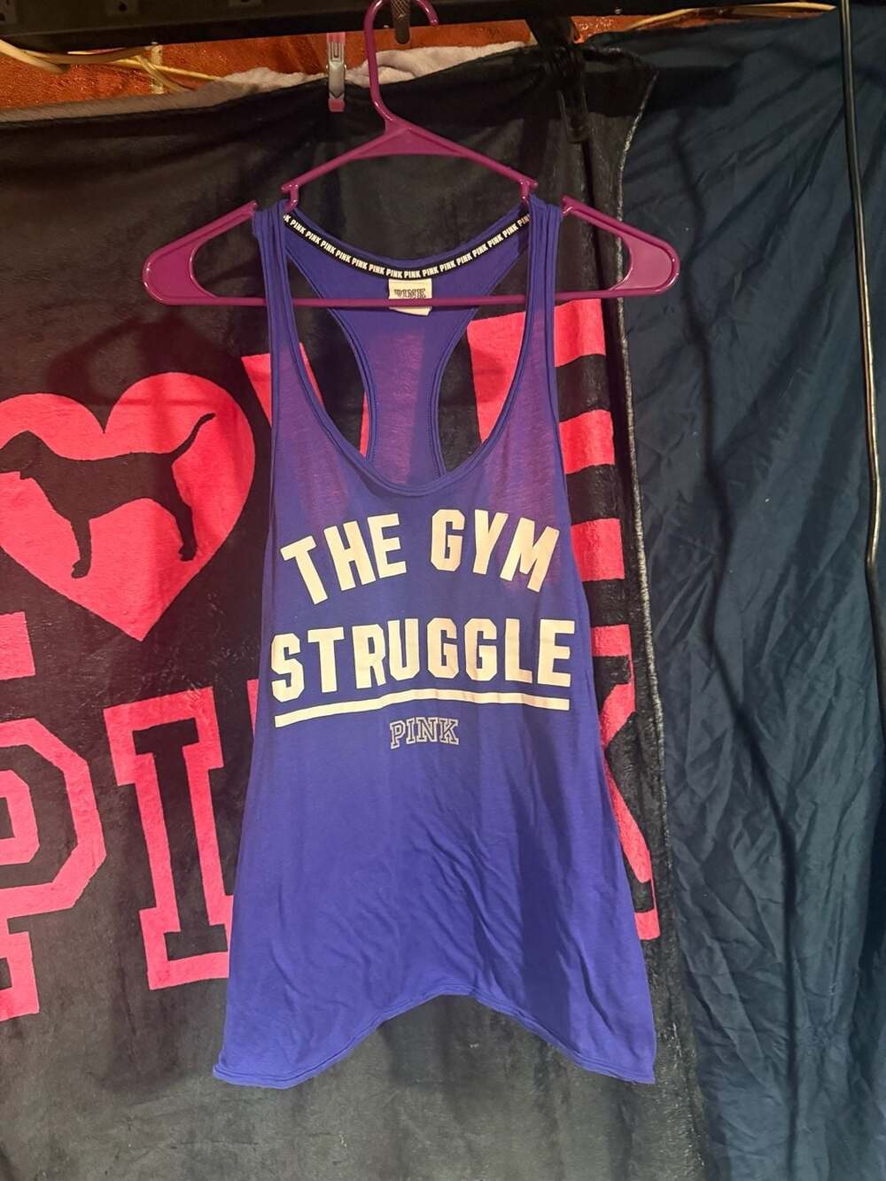 Victoria's Secret PINK The Gym Struggle Racerback Tank Top Purple Size XS